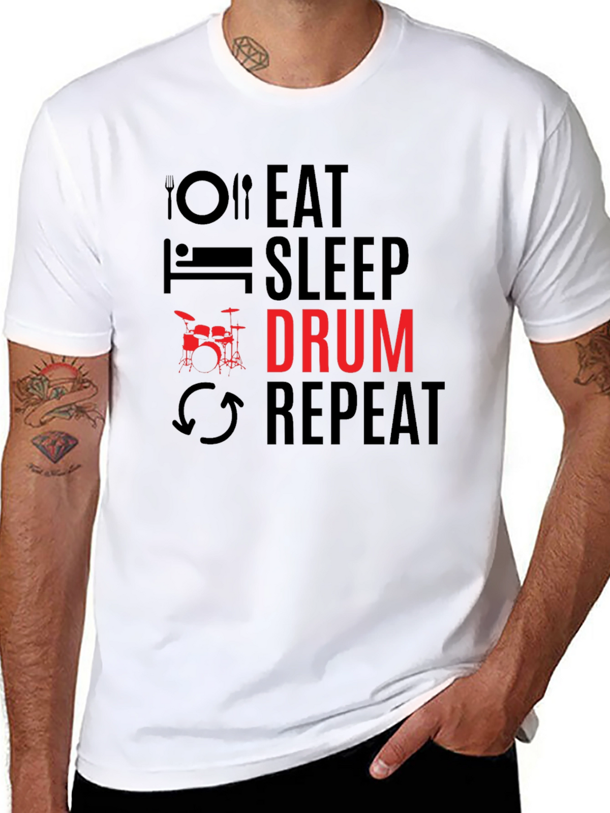 Eat Sleep Drum Repeat Black T-Shirt