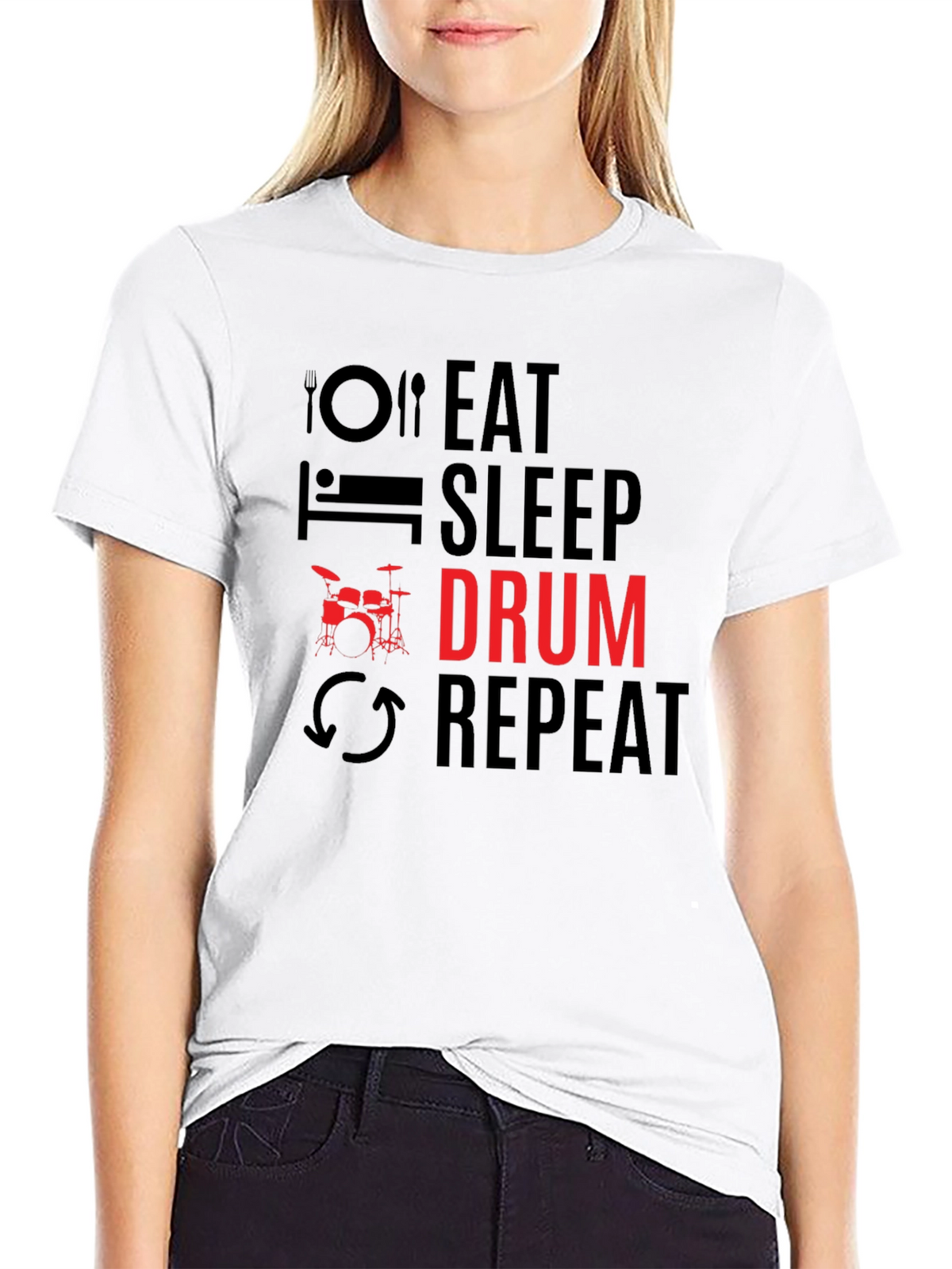 Eat Sleep Drum Repeat Black T-Shirt