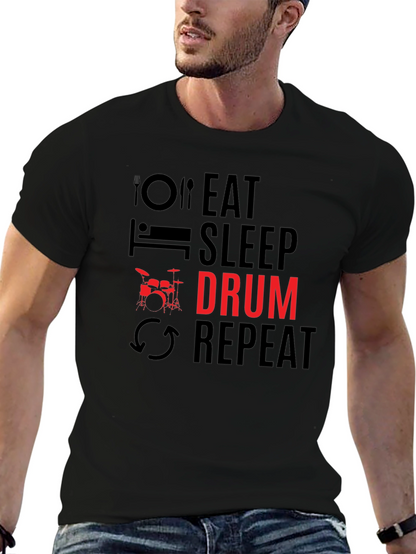Eat Sleep Drum Repeat Black T-Shirt