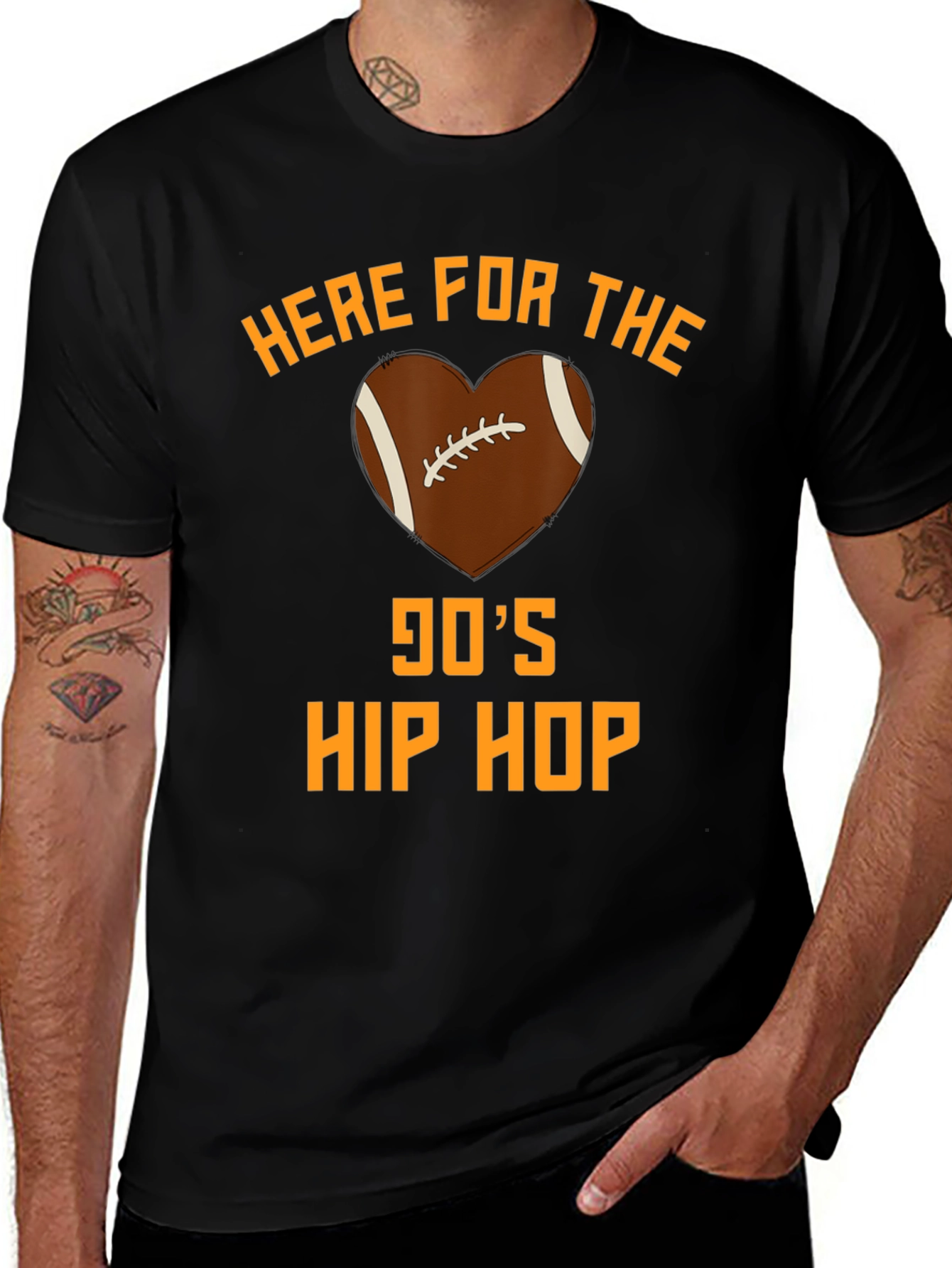 90s Hip Hop Football Heart T-Shirt