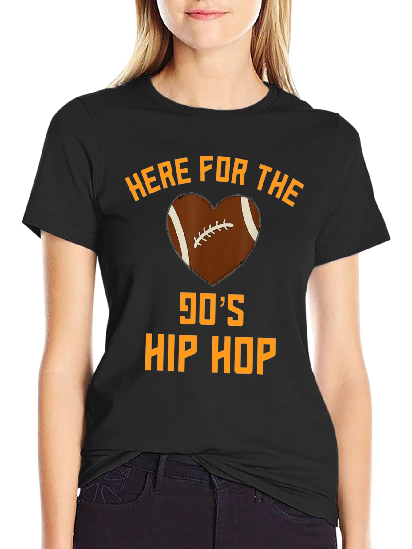 90s Hip Hop Football Heart T-Shirt