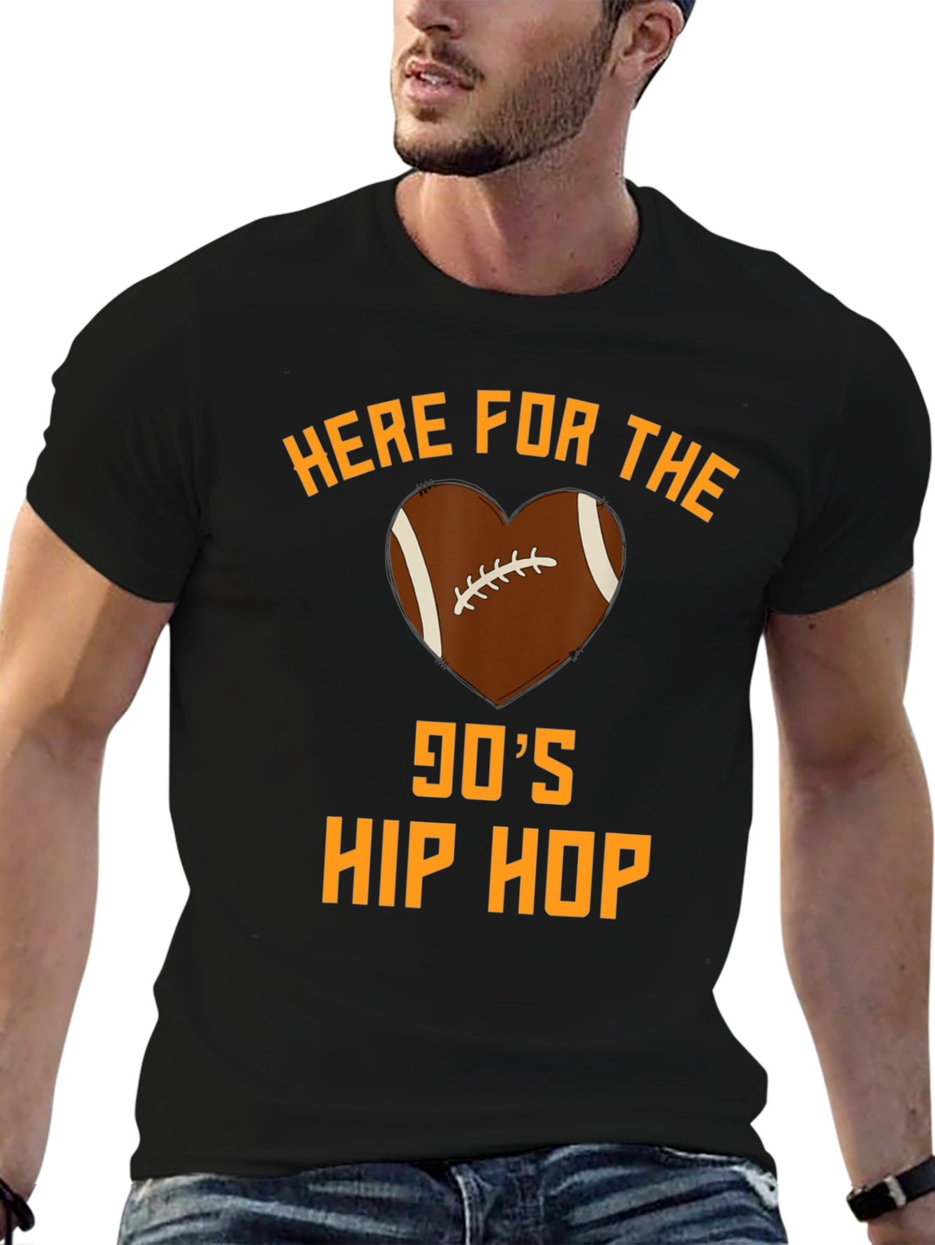 90s Hip Hop Football Heart T-Shirt