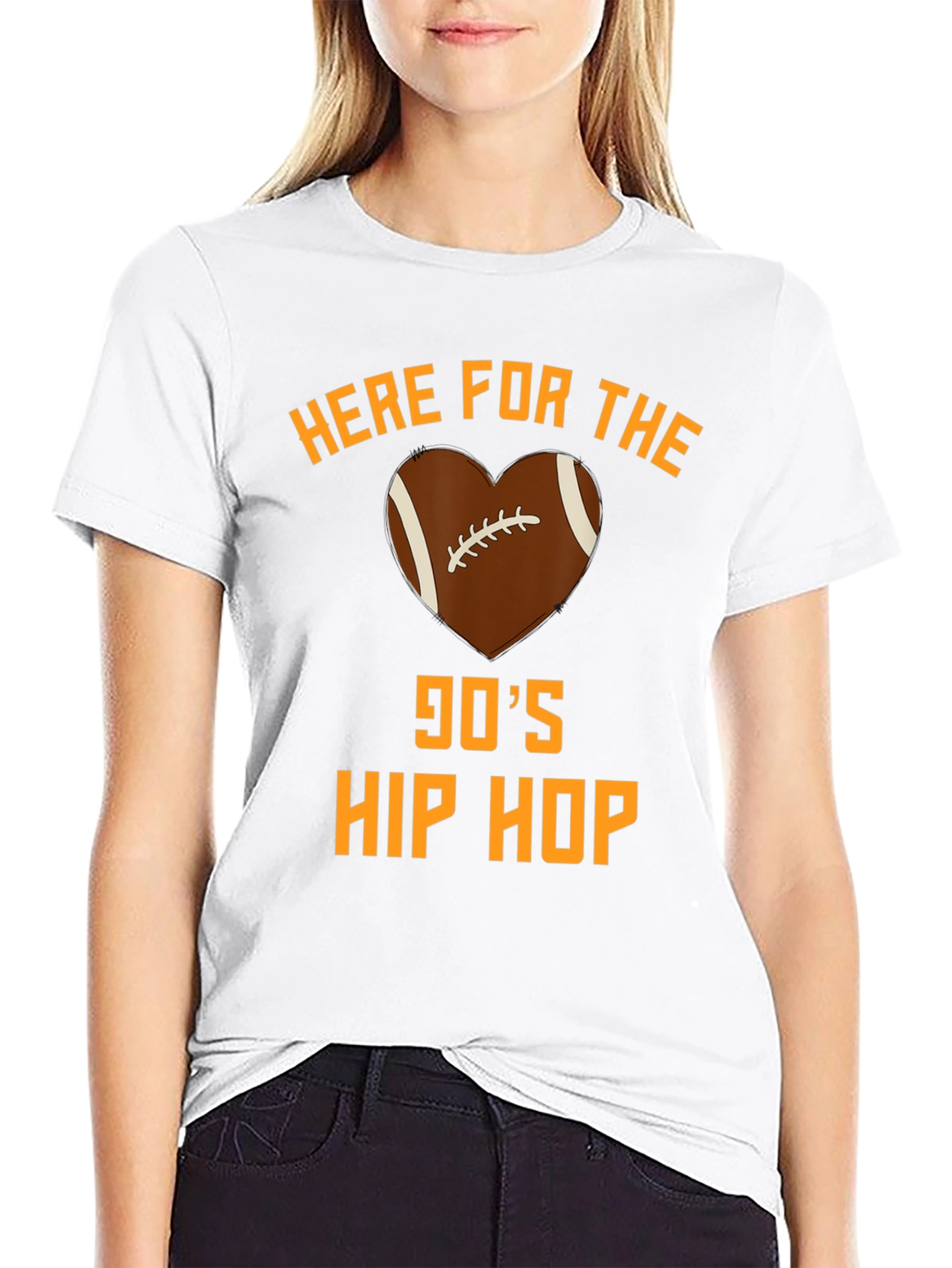90s Hip Hop Football Heart T-Shirt