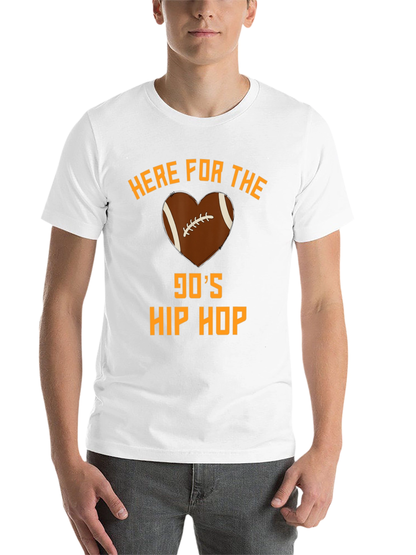 90s Hip Hop Football Heart T-Shirt
