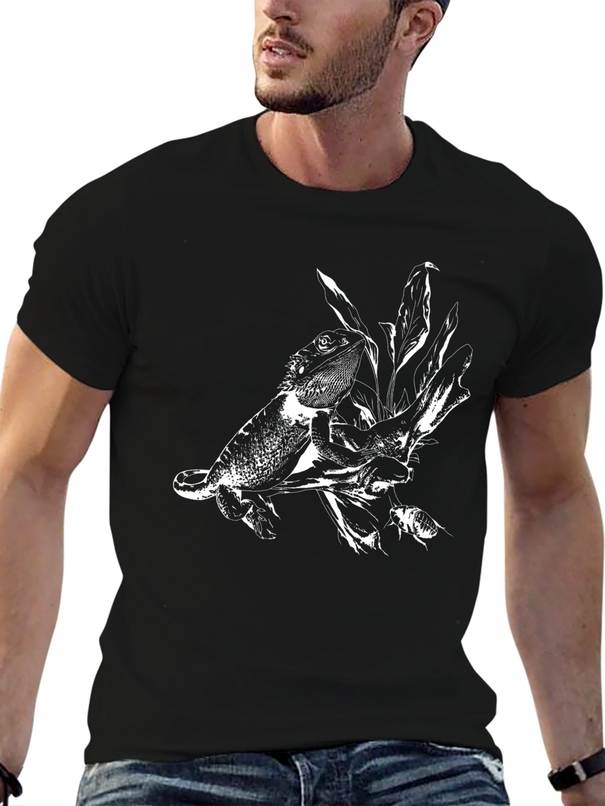 Lizard Print Black T-Shirt