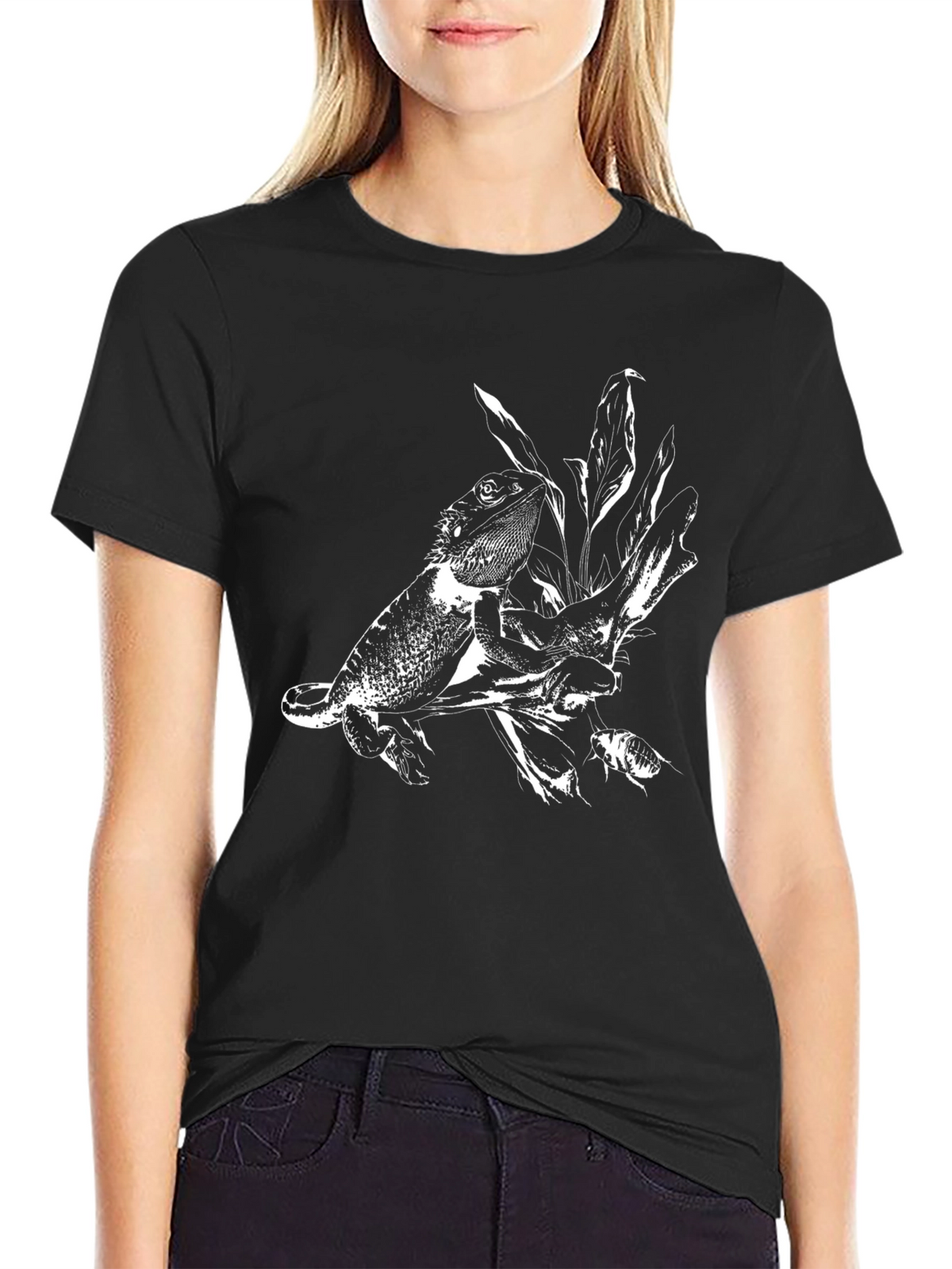 Lizard Print Black T-Shirt