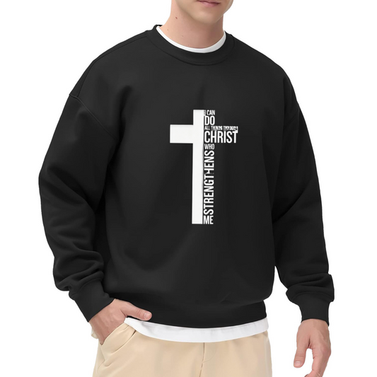 Faith Cross Inspirational Religious Crew Top