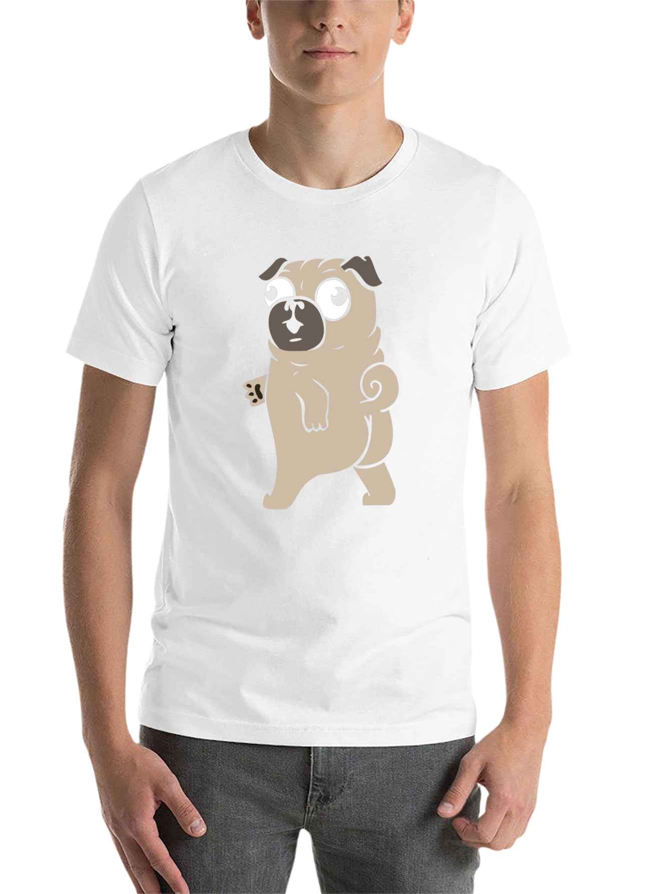 Cartoon Pug Graphic Black T-Shirt