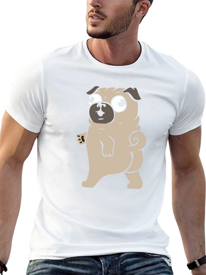 Cartoon Pug Graphic Black T-Shirt
