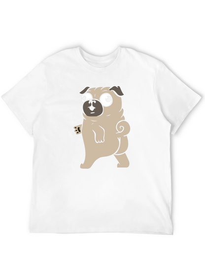 Cartoon Pug Graphic Black T-Shirt