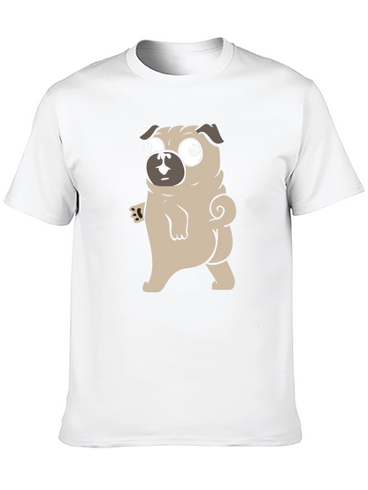 Cartoon Pug Graphic Black T-Shirt