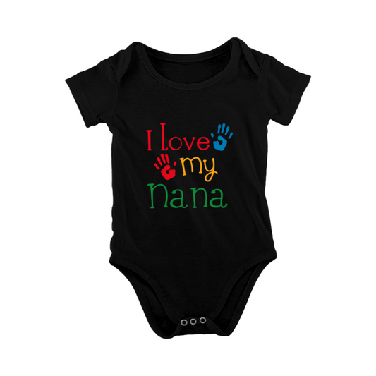 I Love My Nana Colorful Handprint Grandmother Baby Onesie