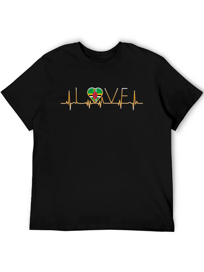 I Love Dominica T-Shirt Dominica Flag Heartbeat Tee