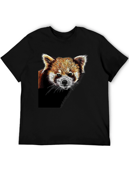 Red Panda Graphic Tee - Black Cotton T-Shirt