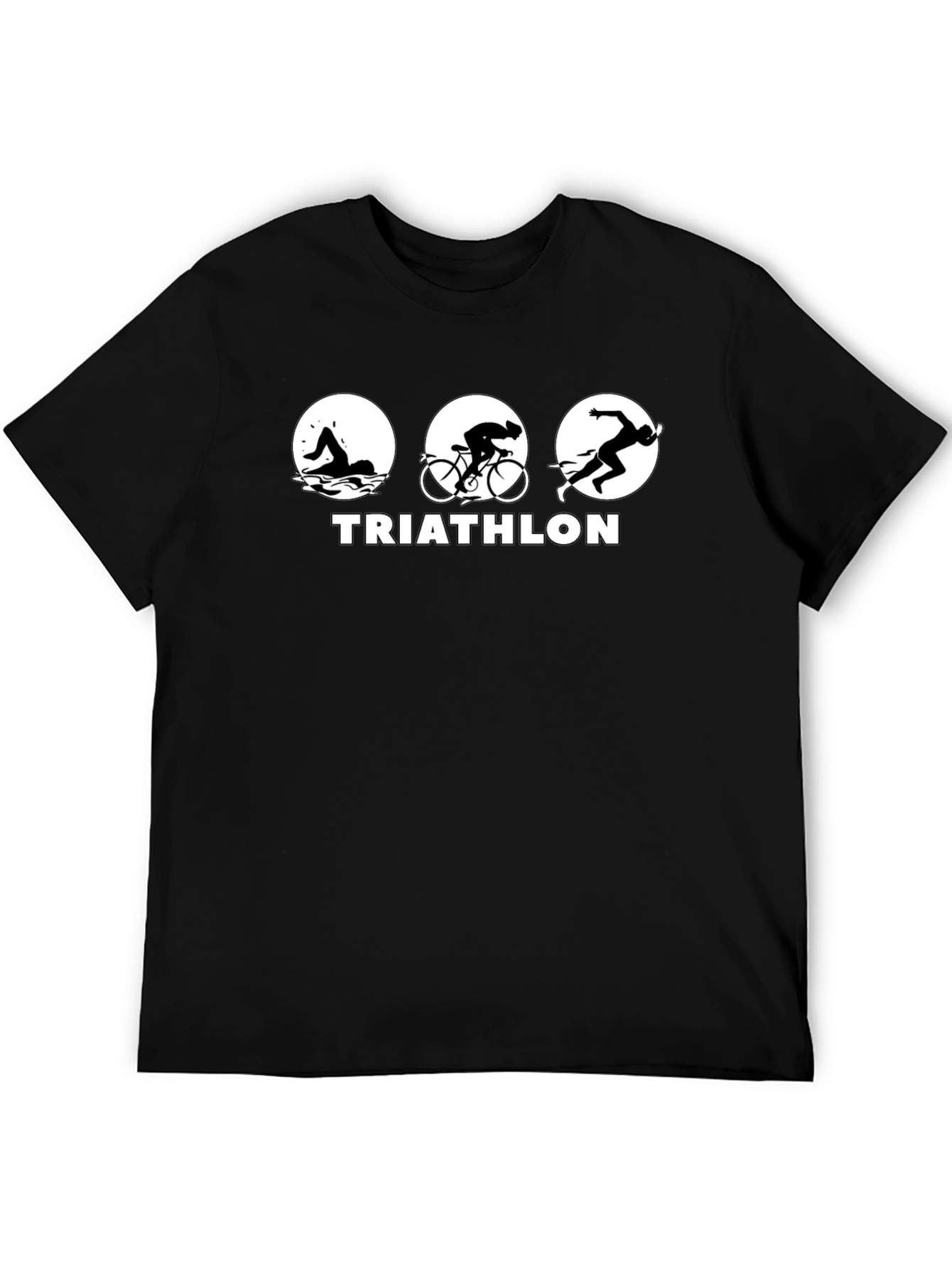 Triathlon Black T-Shirt - Swim Bike Run