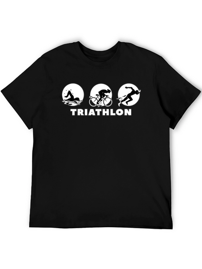 Triathlon Black T-Shirt - Swim Bike Run