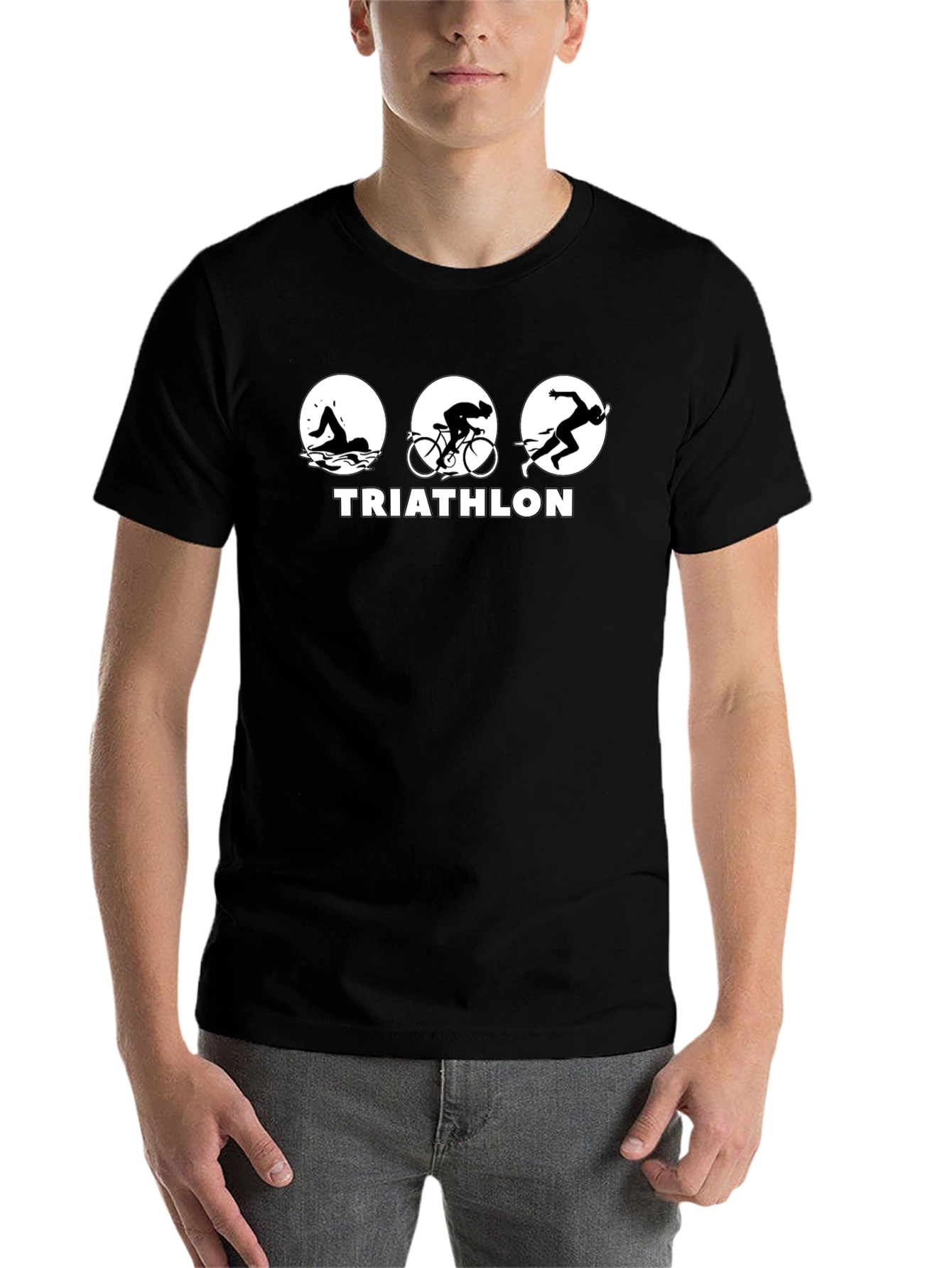 Triathlon Black T-Shirt - Swim Bike Run