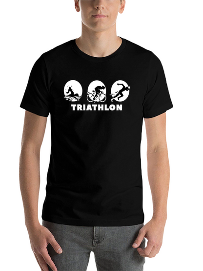 Triathlon Black T-Shirt - Swim Bike Run
