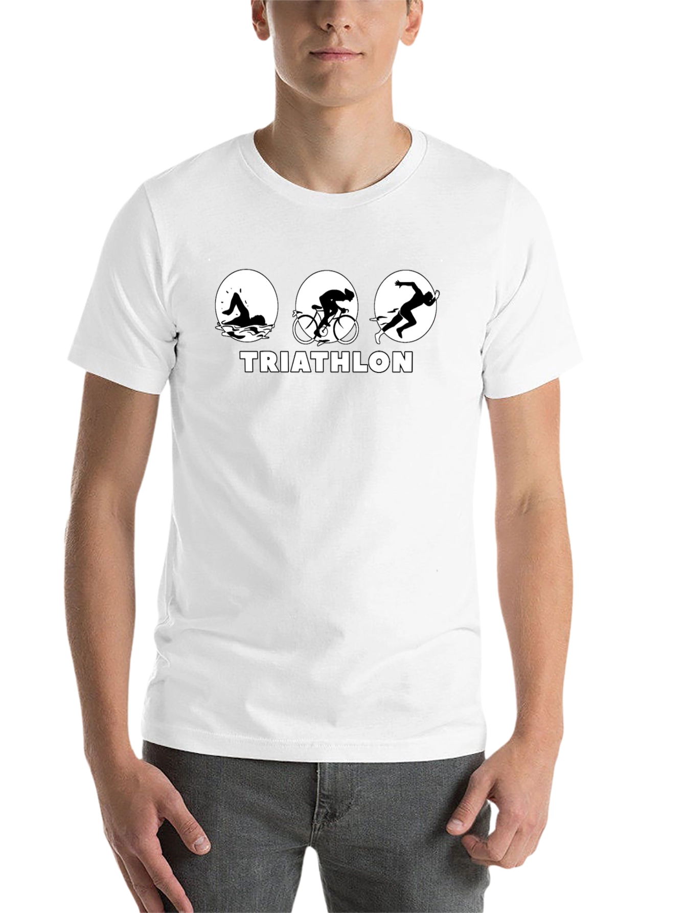 Triathlon Black T-Shirt - Swim Bike Run