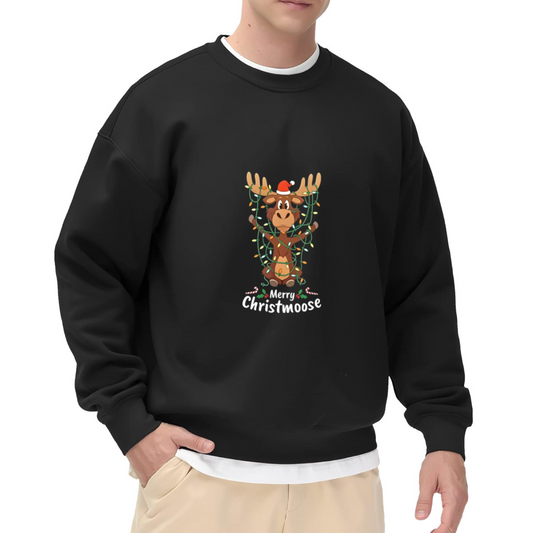 Merry Christmoose Cute Santa Moose Christmas Crewneck Sweatshirt Holiday Outfit
