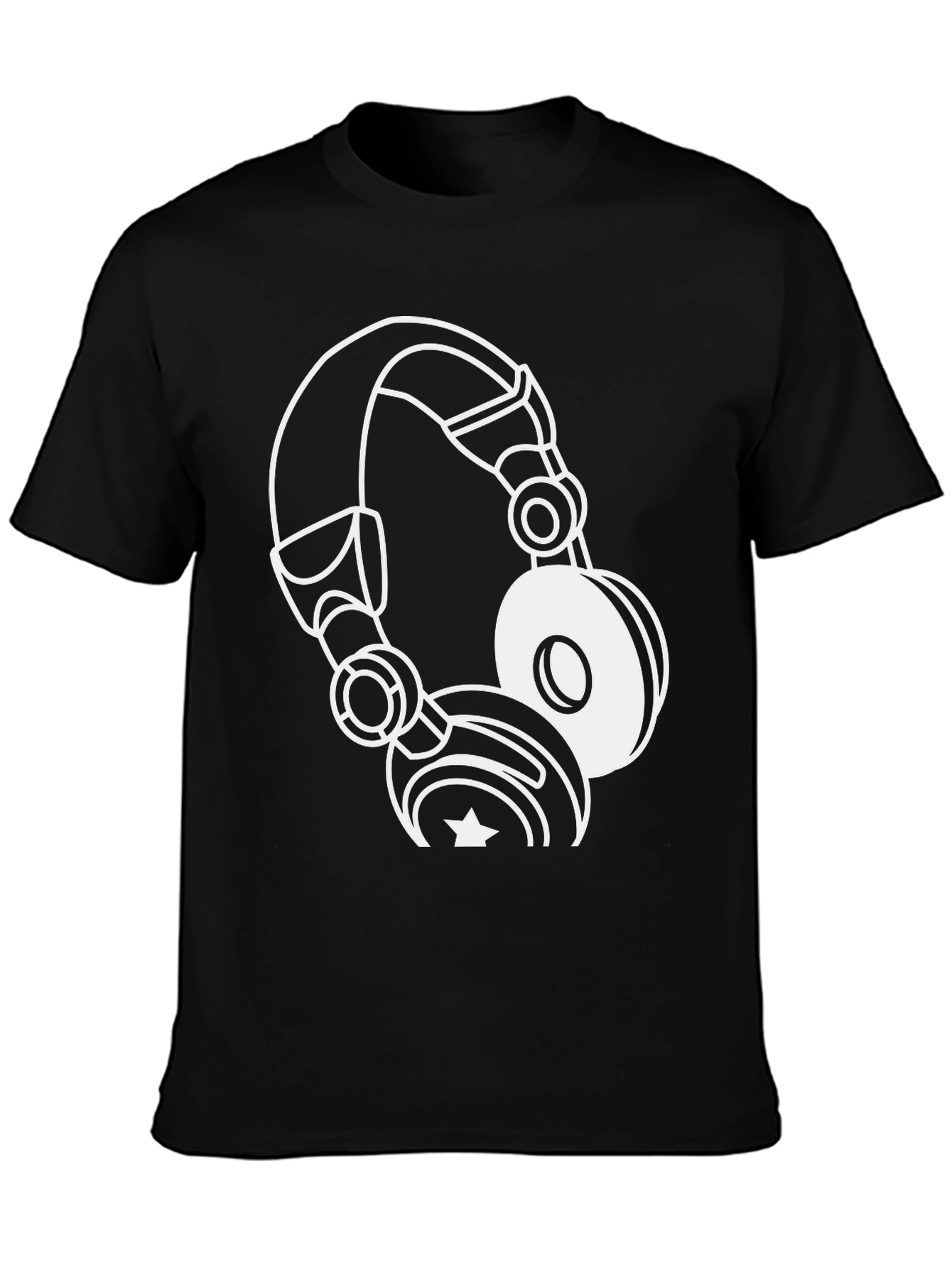 Cool Black T-Shirt with Headphones Graphic