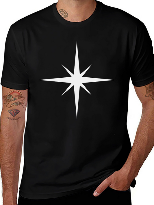 Stylish Black Tee with Star Design - Comfortable Fit