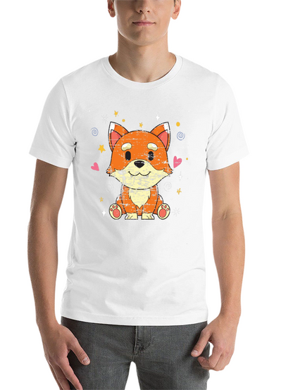 Cute Kawaii Fox Black T-Shirt