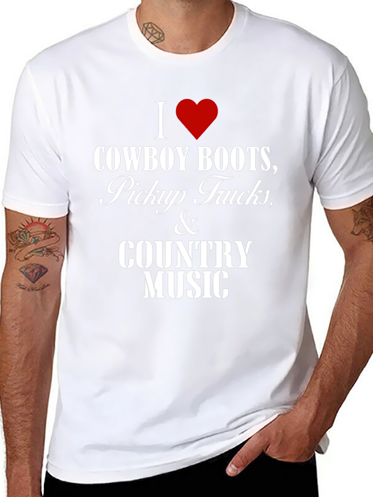 Cowboy Boots Pickup Trucks & Country Music T-Shirt