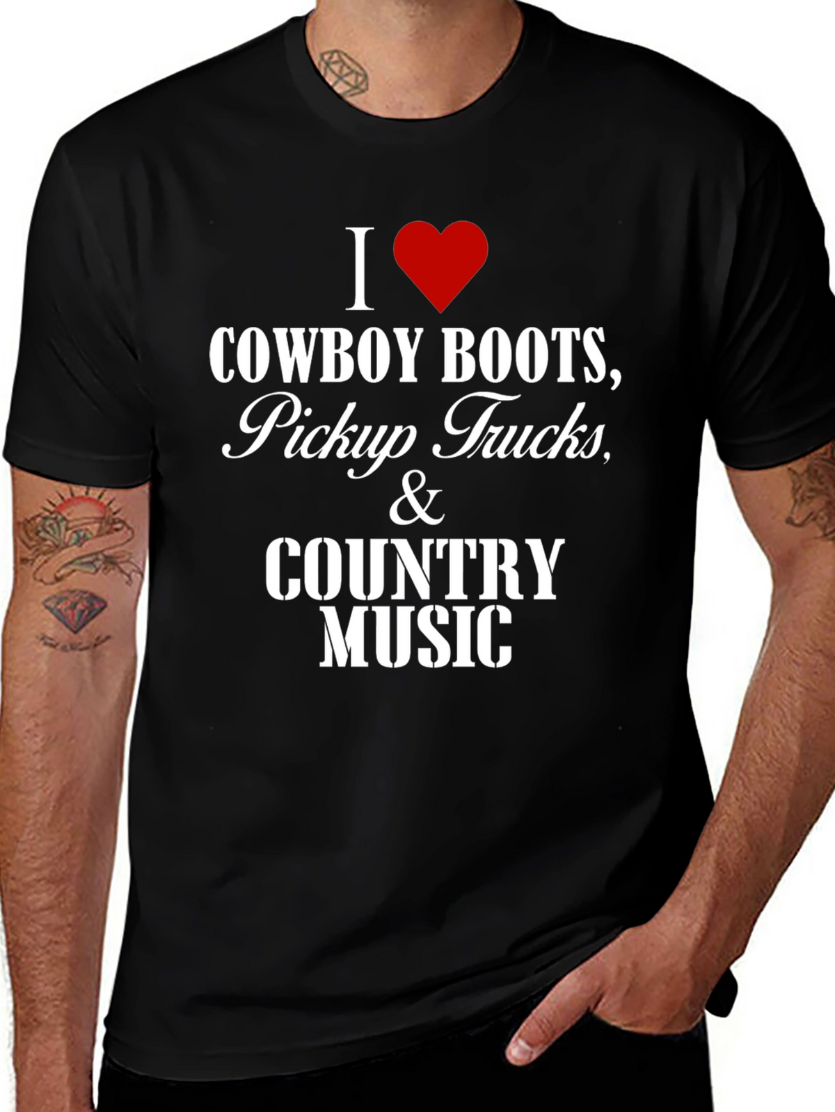 Cowboy Boots Pickup Trucks & Country Music T-Shirt