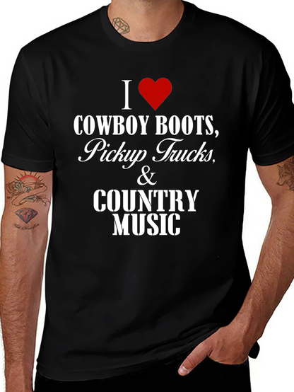Cowboy Boots Pickup Trucks & Country Music T-Shirt