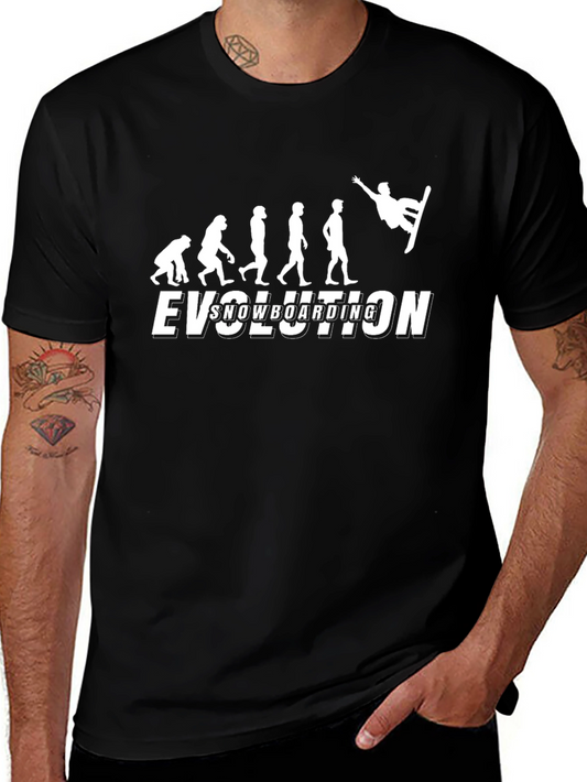 Snowboarding Evolution Graphic Tee - Black Cotton T-Shirt