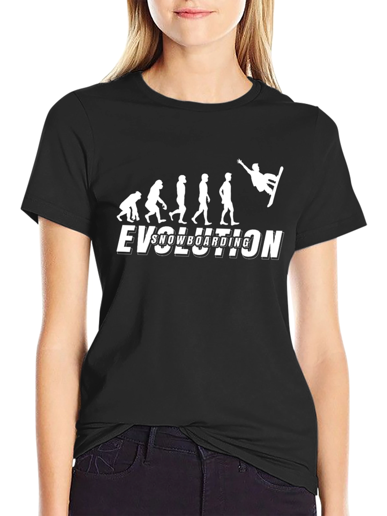 Snowboarding Evolution Graphic Tee - Black Cotton T-Shirt