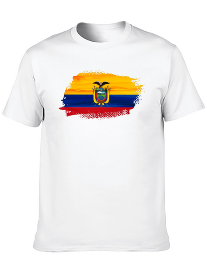 Ecuador Flag Brushstroke Mens Black T-Shirt
