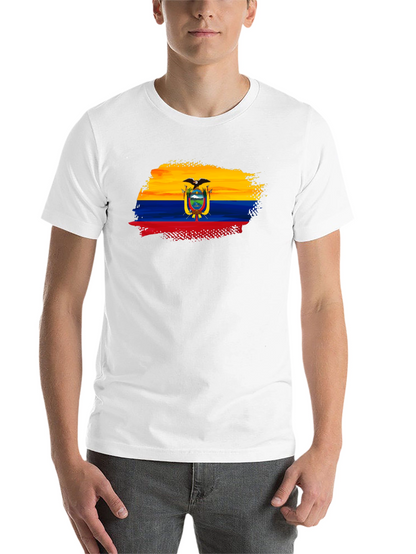Ecuador Flag Brushstroke Mens Black T-Shirt
