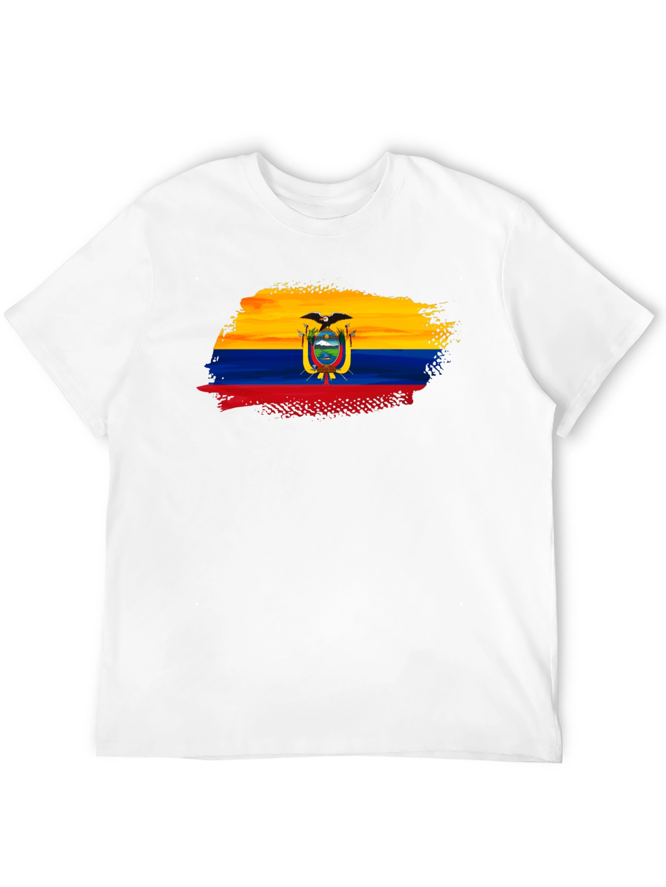 Ecuador Flag Brushstroke Mens Black T-Shirt