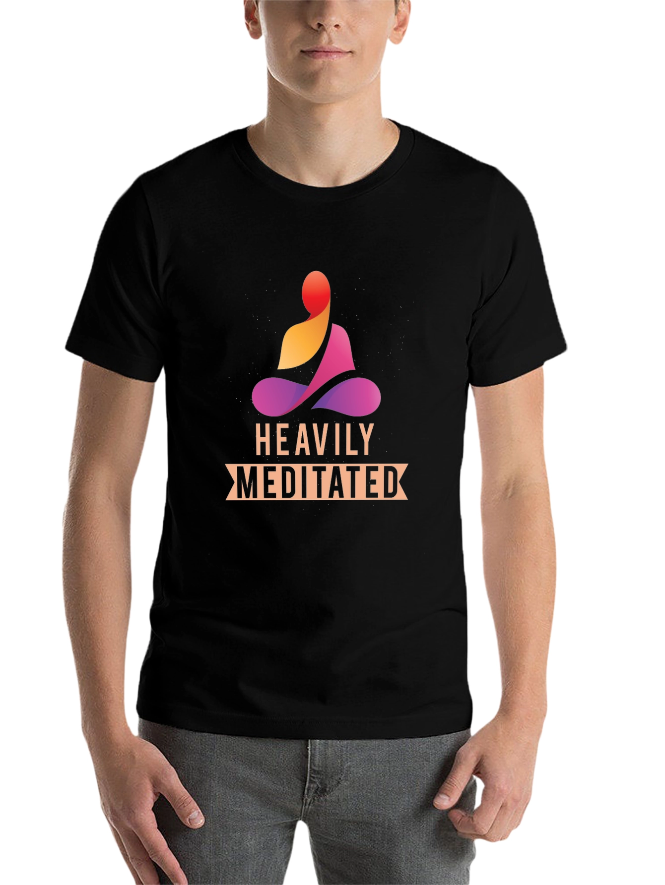 Heavily Meditated Black T-Shirt - Zen Vibes