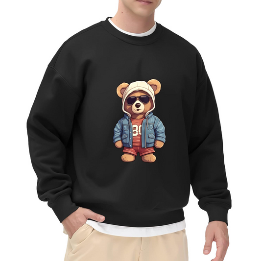 Drip Cool Teddy Bear Denim Outfit Crewneck