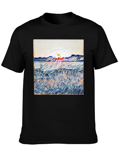 Sunrise Meadow T-Shirt - Artistic Print Tee