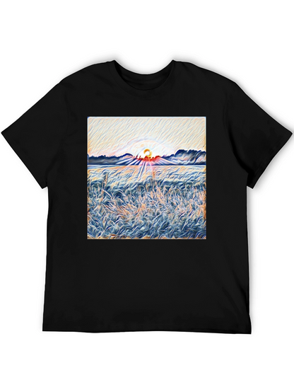 Sunrise Meadow T-Shirt - Artistic Print Tee
