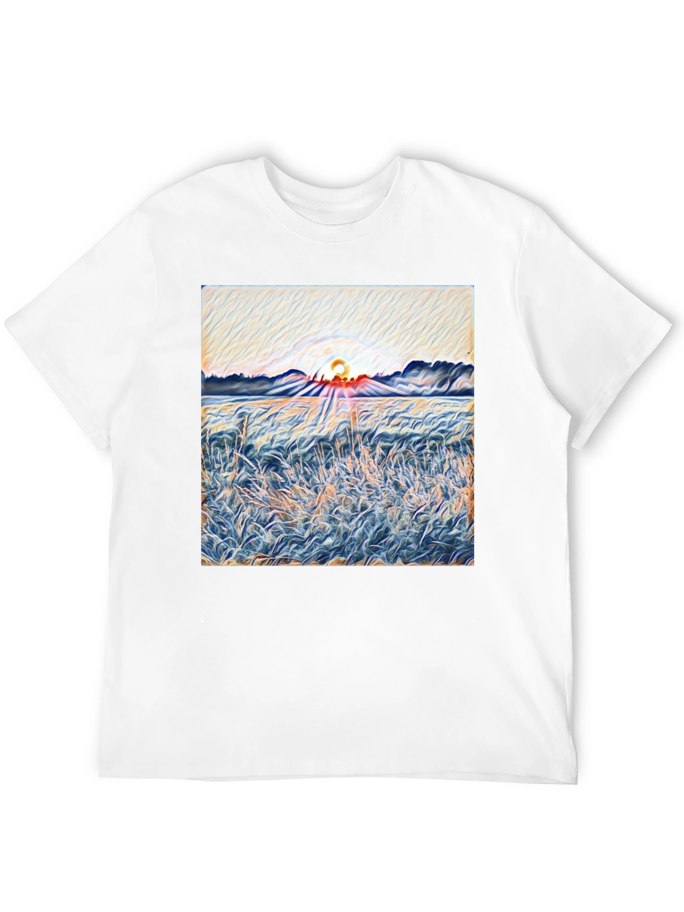Sunrise Meadow T-Shirt - Artistic Print Tee