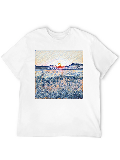 Sunrise Meadow T-Shirt - Artistic Print Tee