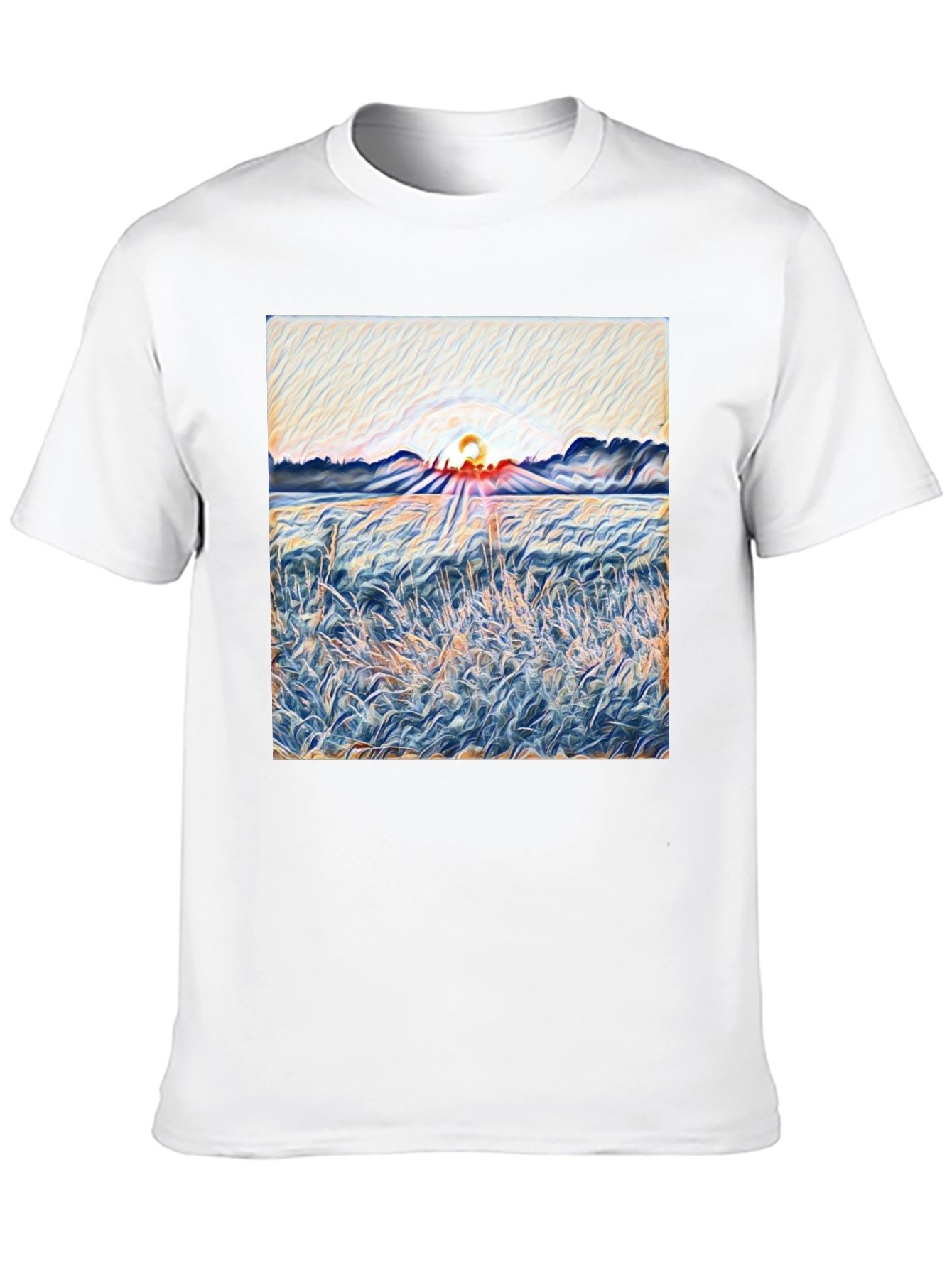 Sunrise Meadow T-Shirt - Artistic Print Tee