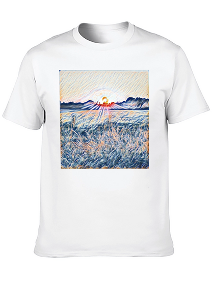 Sunrise Meadow T-Shirt - Artistic Print Tee