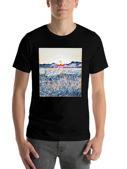 Sunrise Meadow T-Shirt - Artistic Print Tee