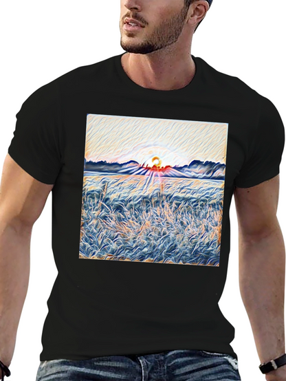 Sunrise Meadow T-Shirt - Artistic Print Tee