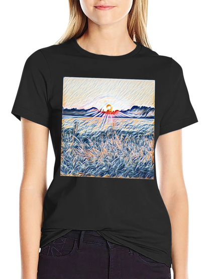 Sunrise Meadow T-Shirt - Artistic Print Tee