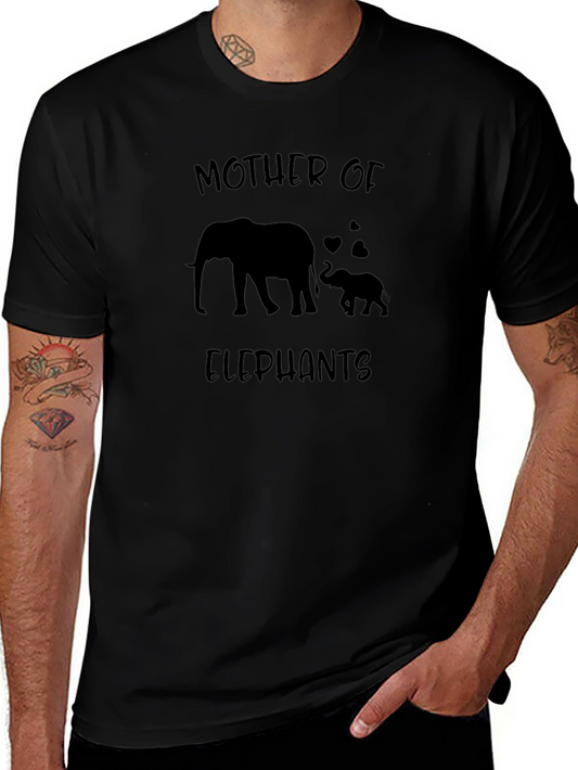 Mother of Elephants Graphic Tee - Black Cotton Shirt