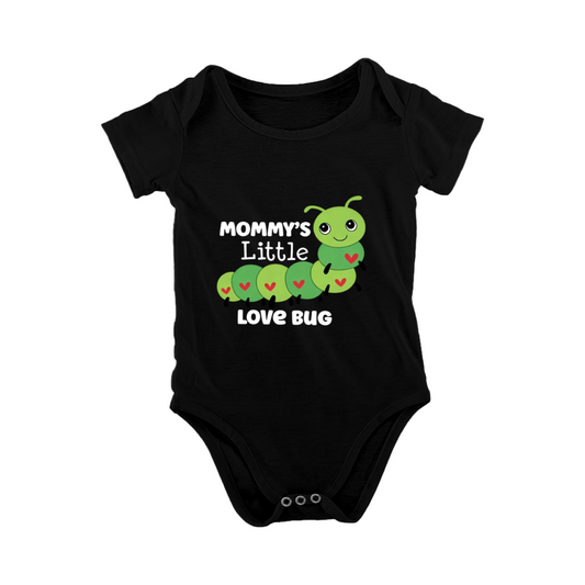 Mommy¡¯s Little Love Bug Baby Onesie | Heart Caterpillar Cartoon Print Infant Bodysuit