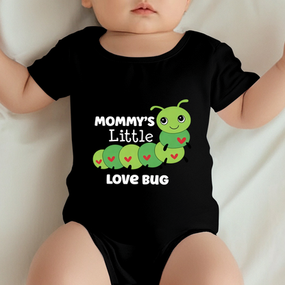 Mommy¡¯s Little Love Bug Baby Onesie | Heart Caterpillar Cartoon Print Infant Bodysuit