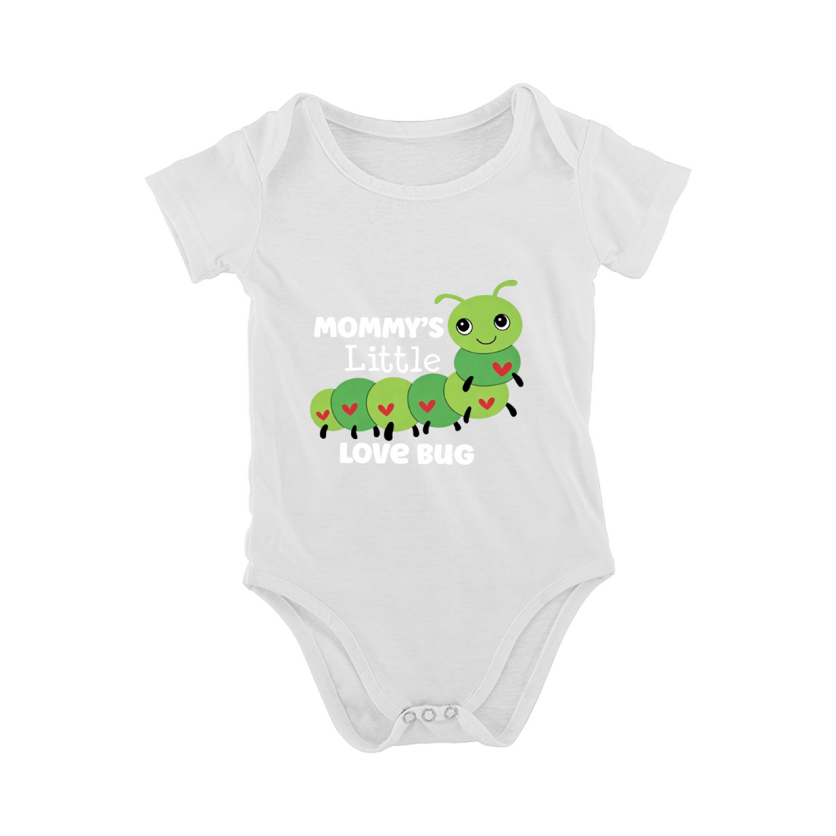 Mommy¡¯s Little Love Bug Baby Onesie | Heart Caterpillar Cartoon Print Infant Bodysuit